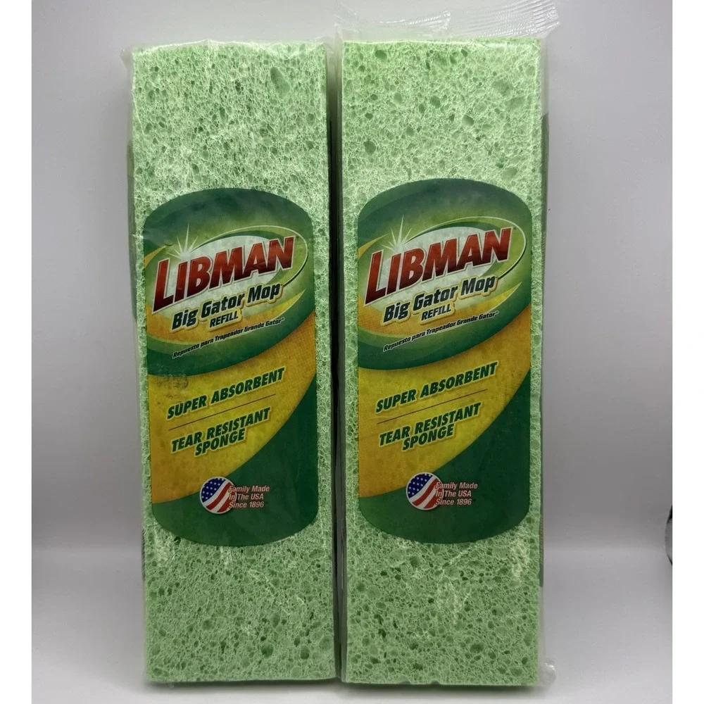 Lot of 2 LIBMAN Big Gator Mop Refill Super Absorbent Tear Resistant 11.25